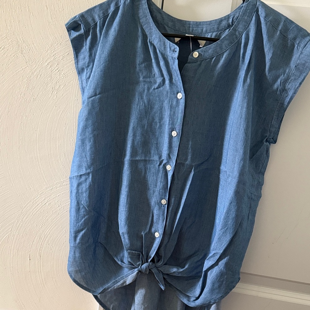 LOFT Denim Blue Button-Down Shirt